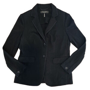 Rag & Bone Womens 2 Button Blazer Jacket Size 4 100% Wool Black Soft Unlined USA